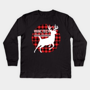 Hvac Tech Xmas Vacation Flannel Kids Long Sleeve T-Shirt